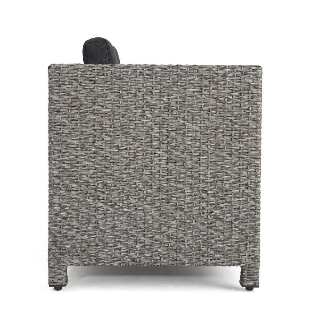 Outdoor Patio Wicker Conversation Sofa Set Rattan Fabric All Weather Media 22