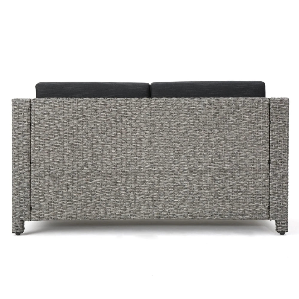 Outdoor Patio Wicker Conversation Sofa Set Rattan Fabric All Weather Media 15