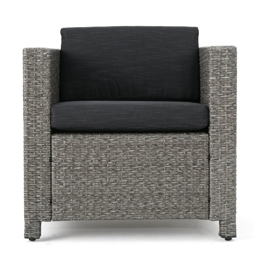 Outdoor Patio Wicker Conversation Sofa Set Rattan Fabric All Weather Media 8