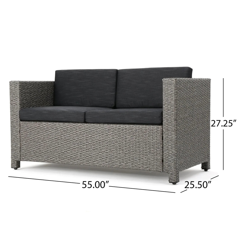 Outdoor Patio Wicker Conversation Sofa Set Rattan Fabric All Weather Media 10