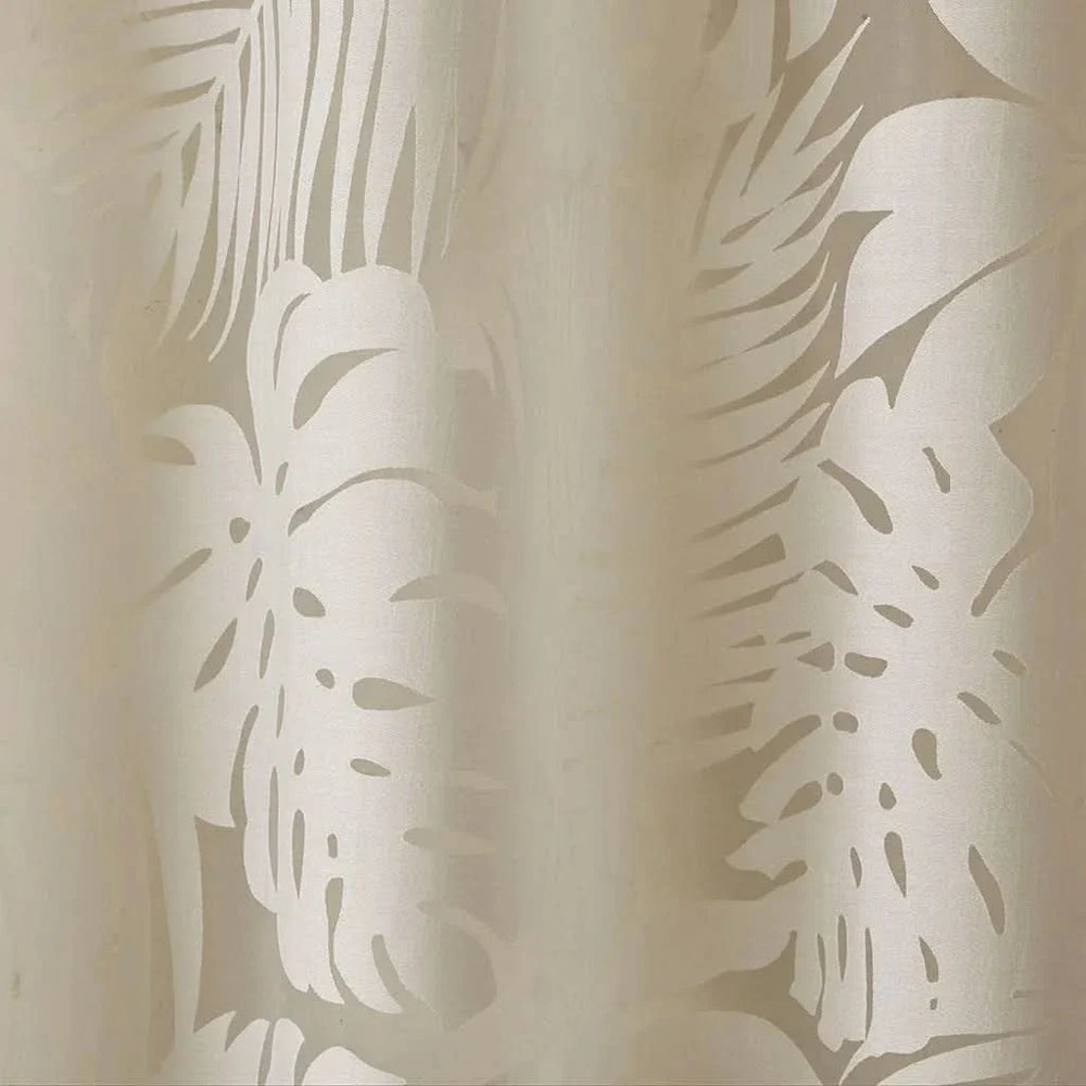 Window Curtains Polyester Palm Leaf Burnout Pattern Sheer Natural Media 11