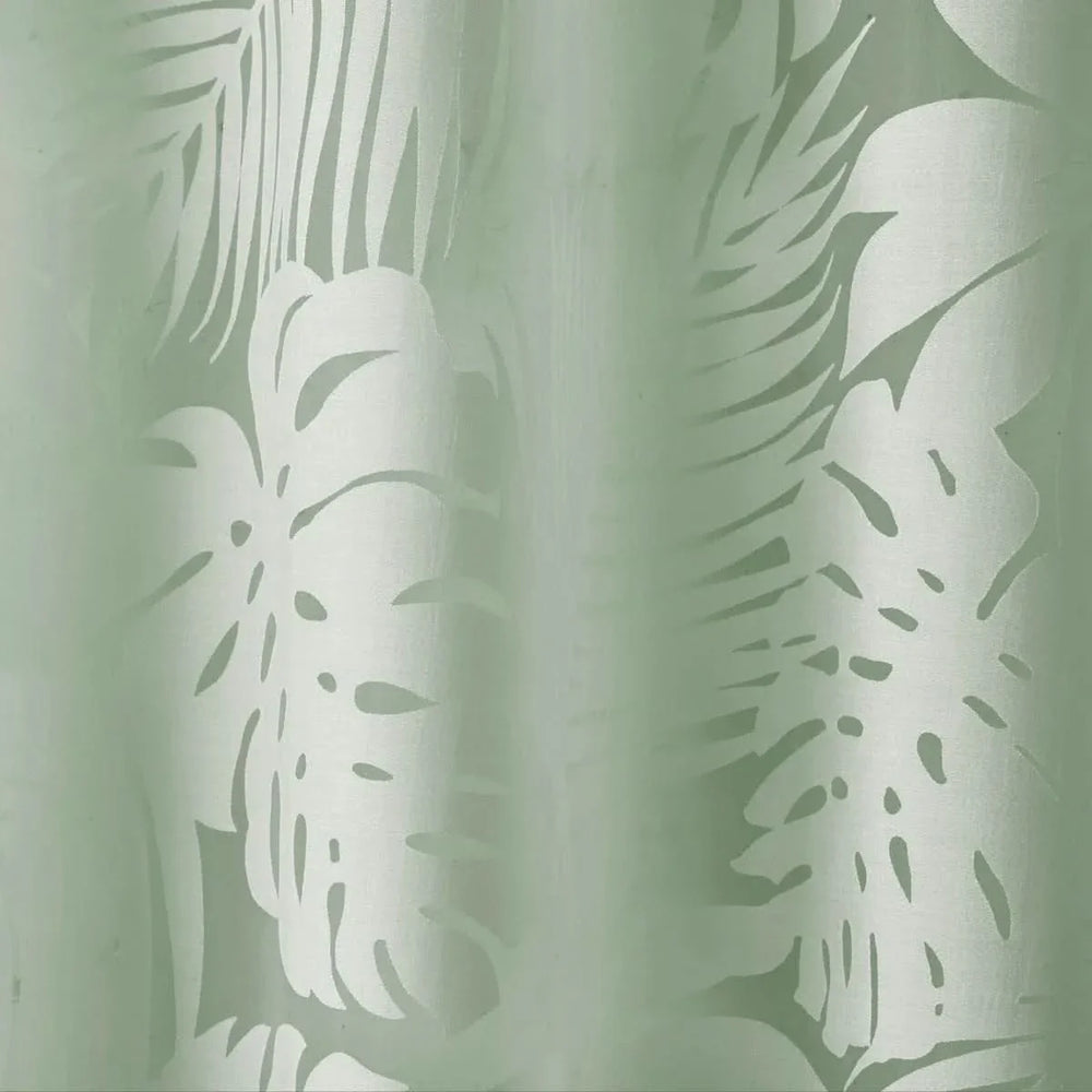Palm Leaf Burnout Curtain Polyester Sheer Window Panel Sage Green 50x84 Media 9