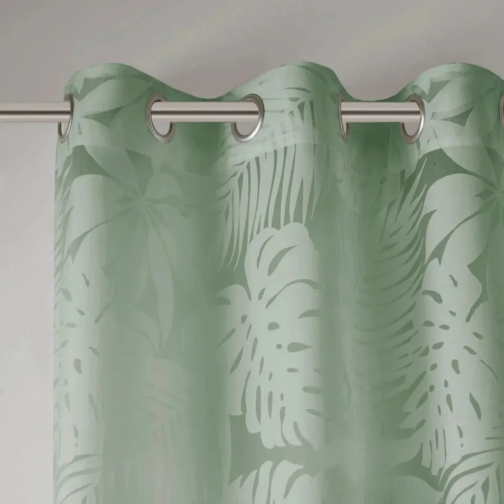 Palm Leaf Burnout Curtain Polyester Sheer Window Panel Sage Green 50x84 Media 6