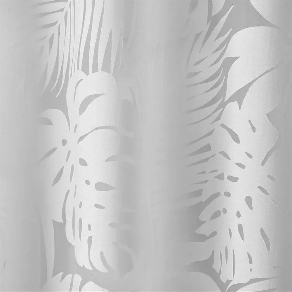 Palm Leaf Burnout Curtain Polyester Diffusing White Window Drapery Media 9