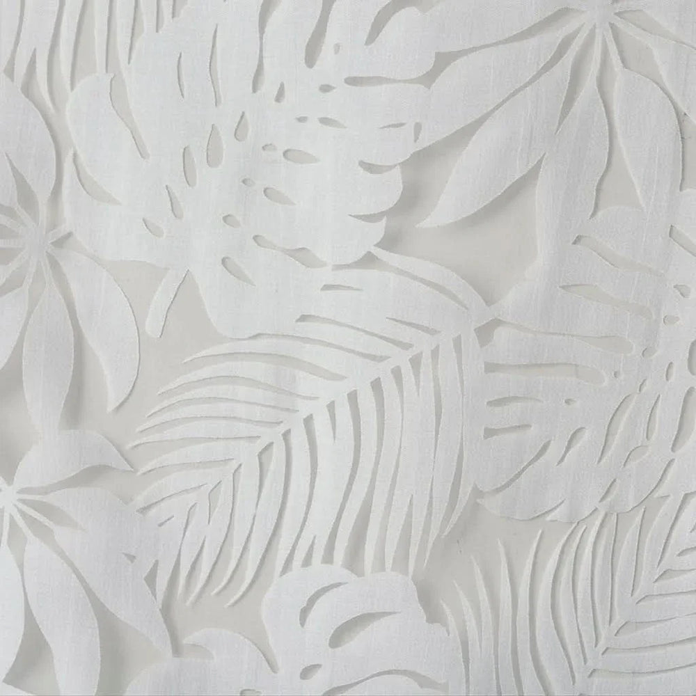 Palm Leaf Burnout Allover Polyester White Window Panel 50x84 Inch Media 6