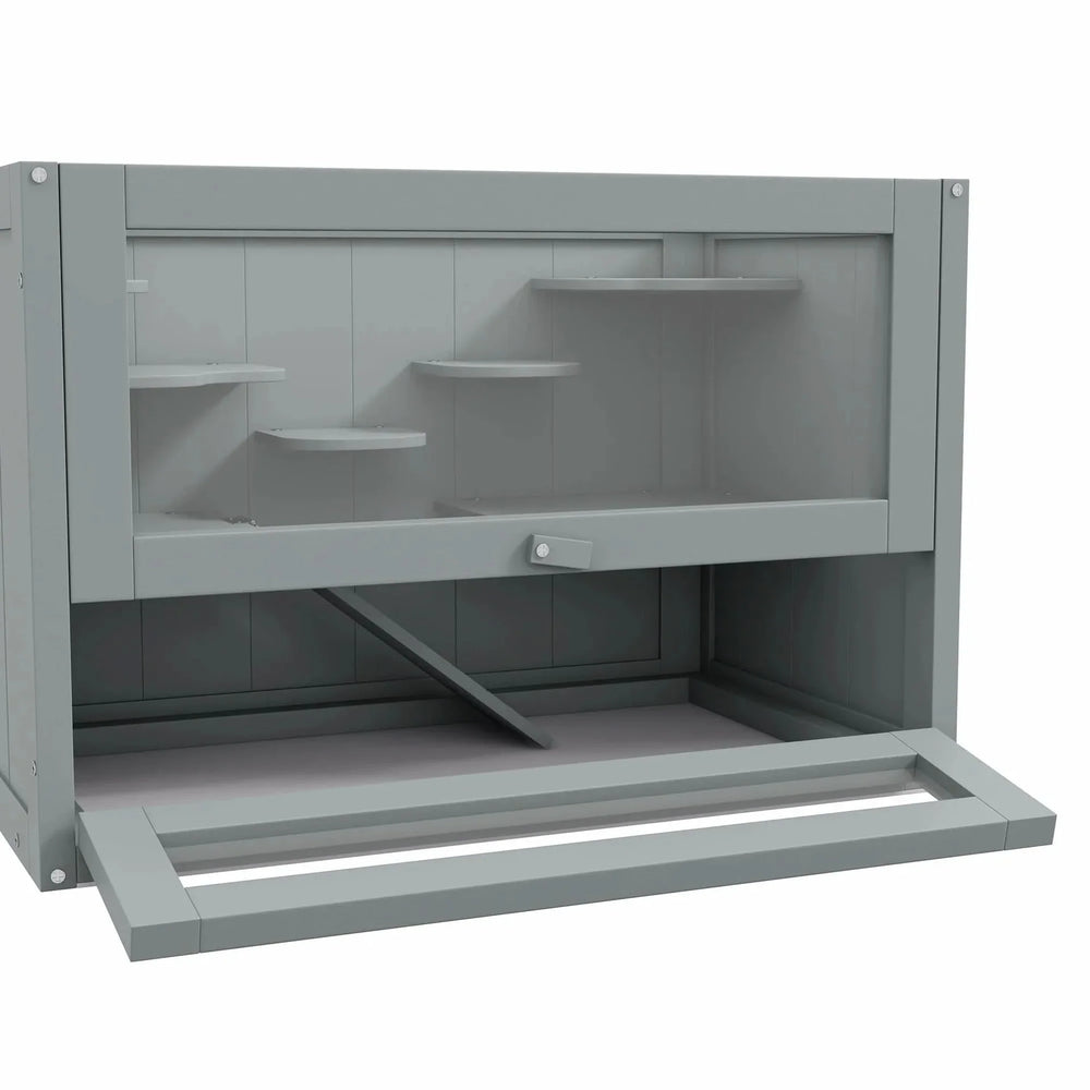 Hamster Cage Wood Two Level Habitat Open Top Front Door Shelf For Small Pets Media 5