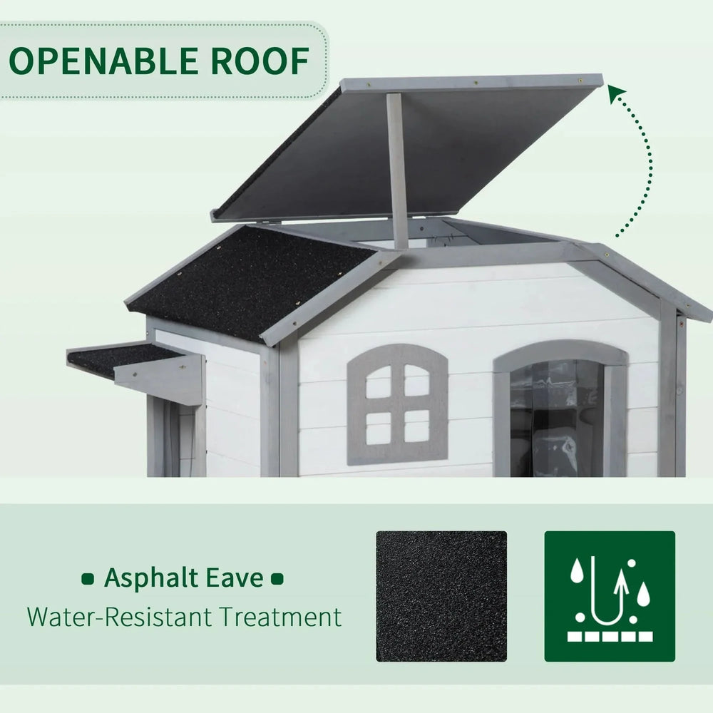 Outdoor Cat House Wood Weatherproof Two Story Enclosure With Escape Door Media 6