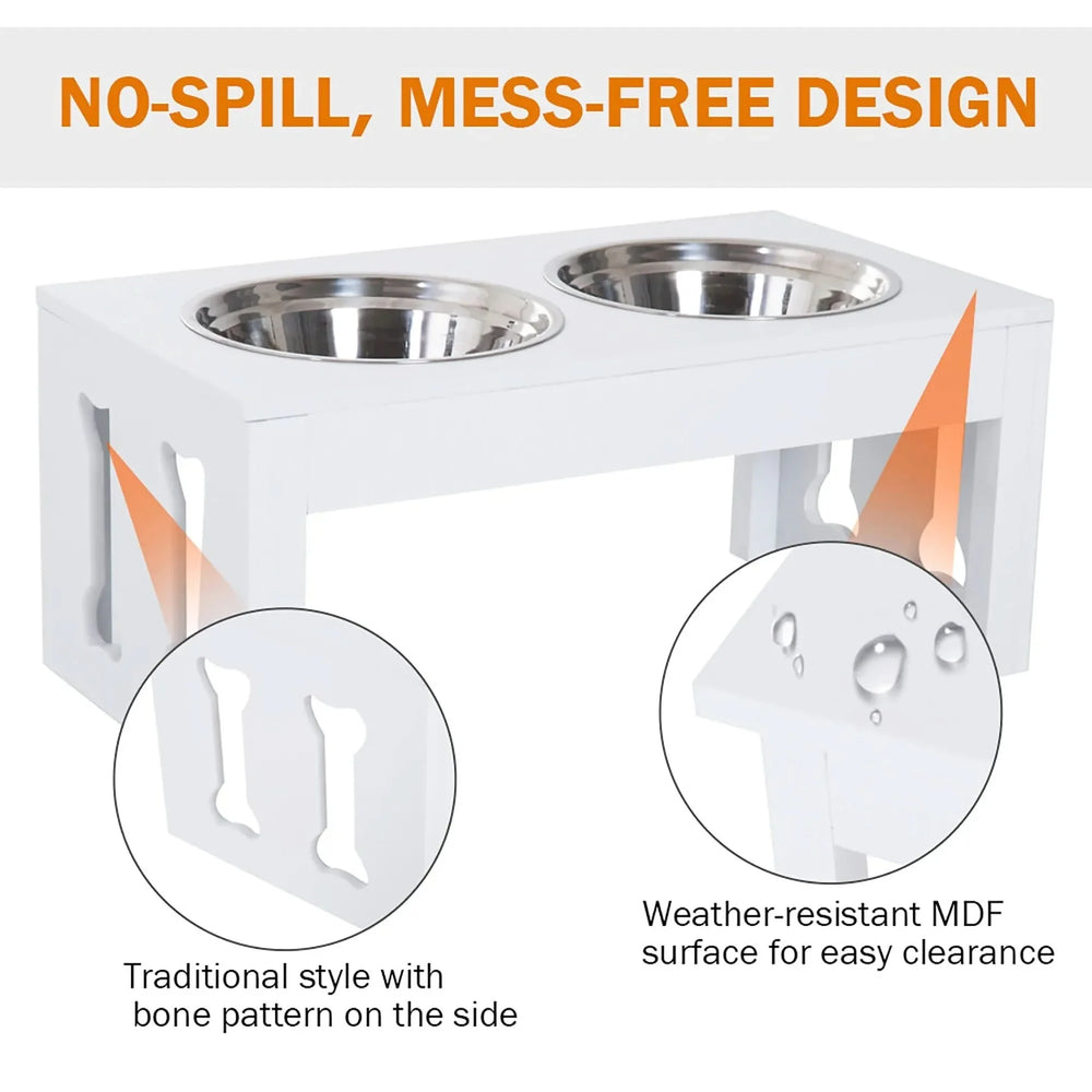 Elevated Dog Feeding Station Solid Wood & Double Bowls Heavy-Duty Media 5