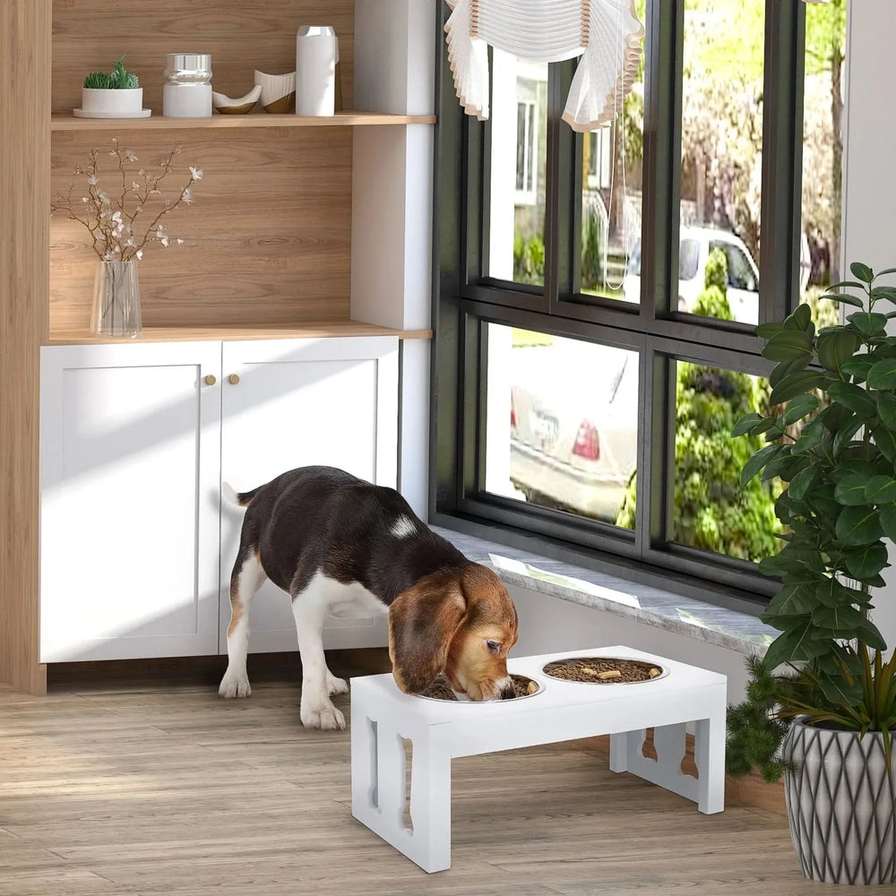 Elevated Dog Feeding Station Solid Wood & Double Bowls Heavy-Duty Media 8