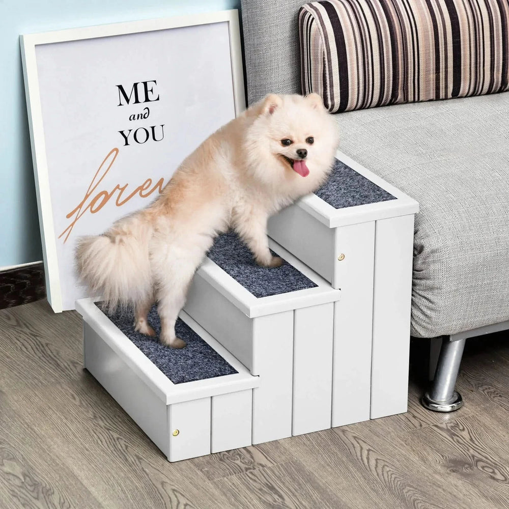 Pet Stairs 3 Step Wooden Carpeted Non Slip For Cats & Small Dogs At Home Media 6