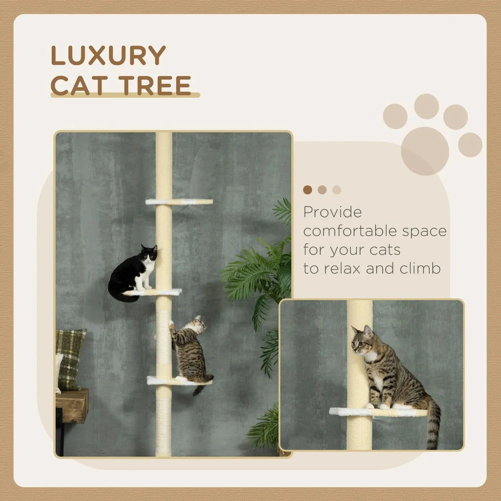Cat Tower Floor To Ceiling Height Adjustable 87-103 Inches & Plush Platforms Media 4