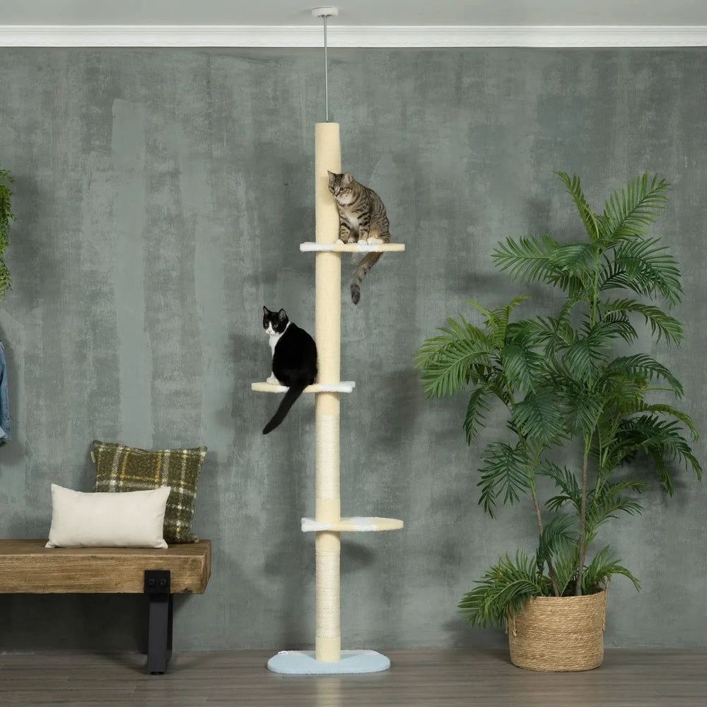Cat Tower Floor To Ceiling Height Adjustable 87-103 Inches & Plush Platforms Media 2