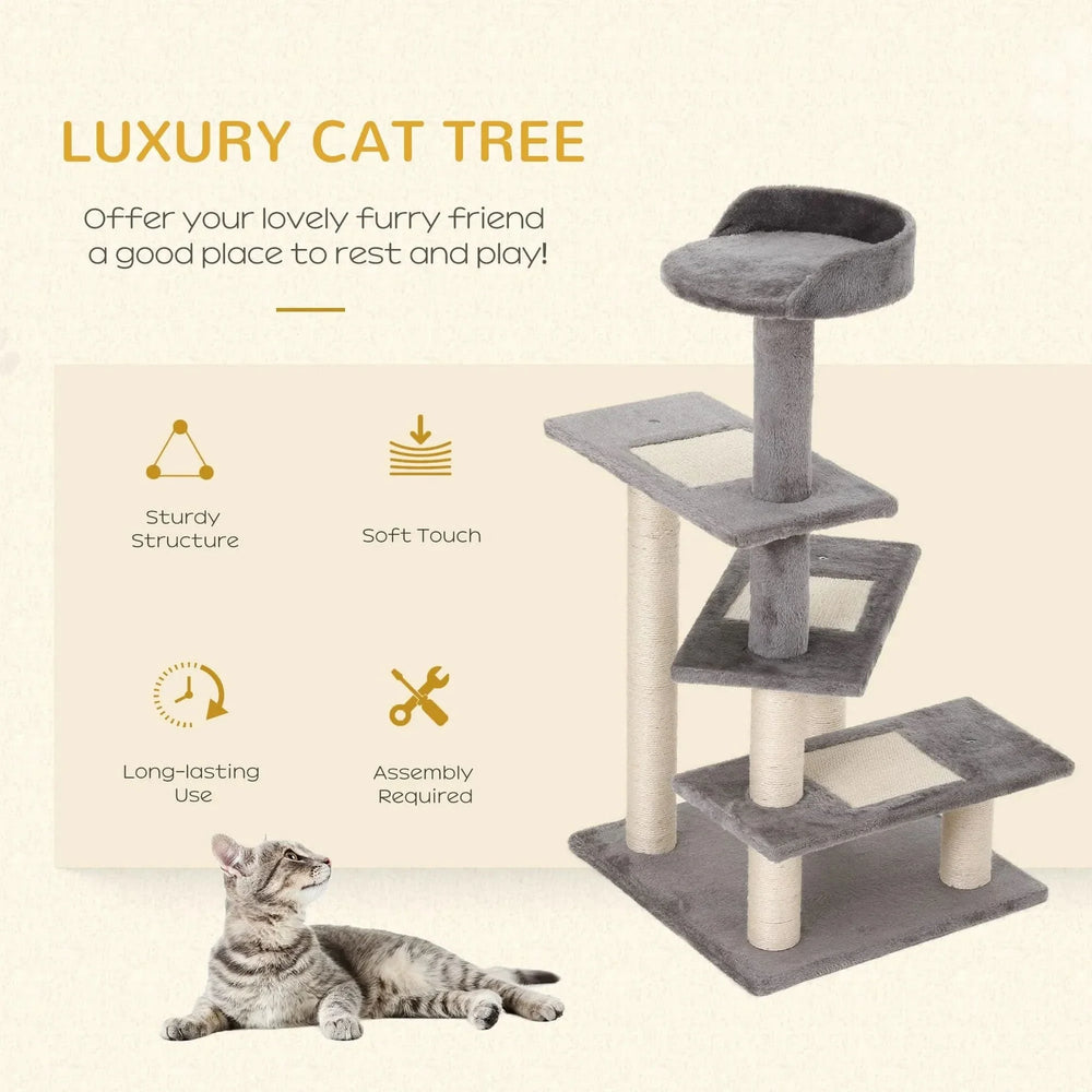 Cat Tree Particle Board 5 Level Revolving Stair Cat Scratcher Grey Media 4