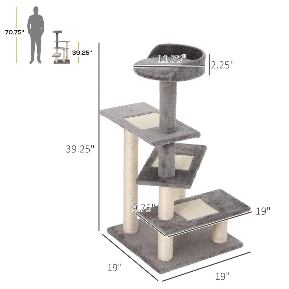 Cat Tree Particle Board 5 Level Revolving Stair Cat Scratcher Grey Media 3