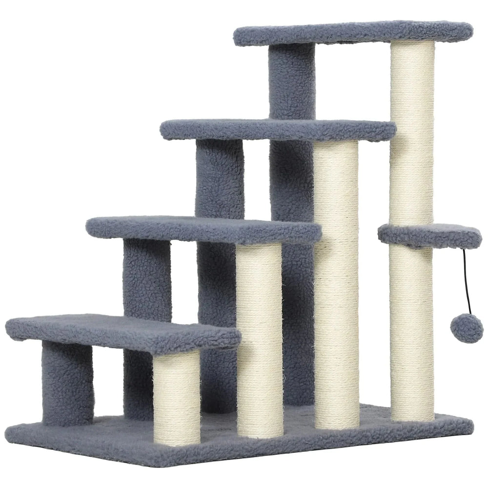 Cat Stairs Carpeted Four Level Steps For High Beds & Sofas Gray Pet Safe Media 10