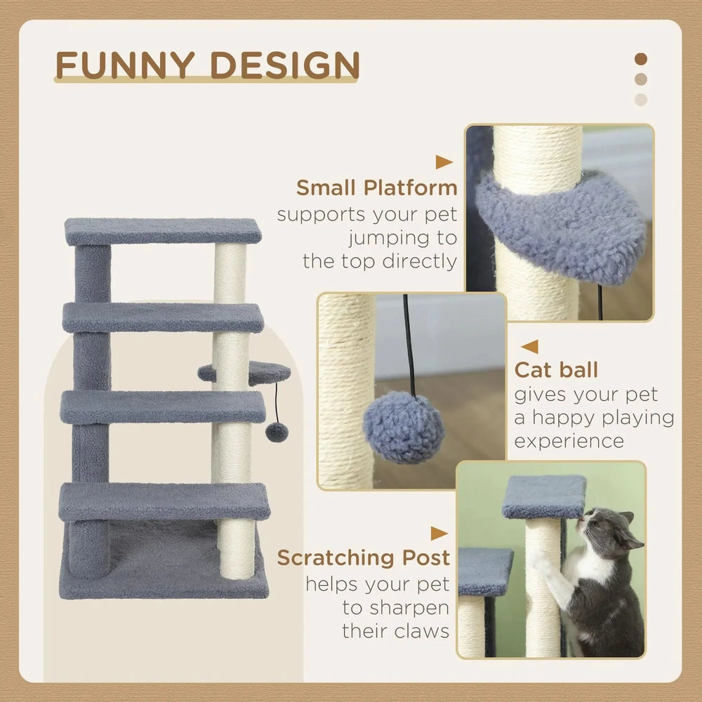 Cat Stairs Carpeted Four Level Steps For High Beds & Sofas Gray Pet Safe Media 4