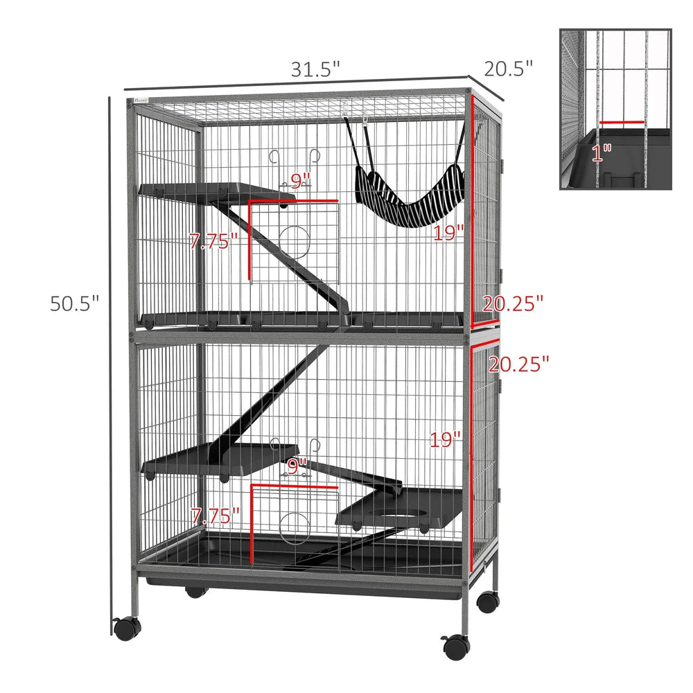 Small Animal Cage Heavy Duty Steel Wire With 4 Doors Removable Tray Hammock Media 8