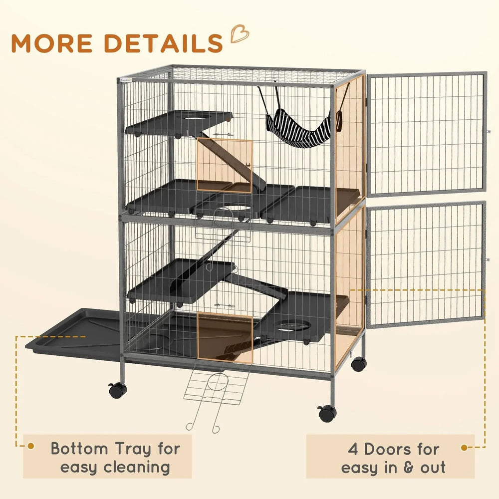 Small Animal Cage Heavy Duty Steel Wire With 4 Doors Removable Tray Hammock Media 2