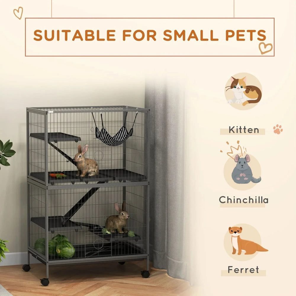 Small Animal Cage Heavy Duty Steel Wire With 4 Doors Removable Tray Hammock Media 7