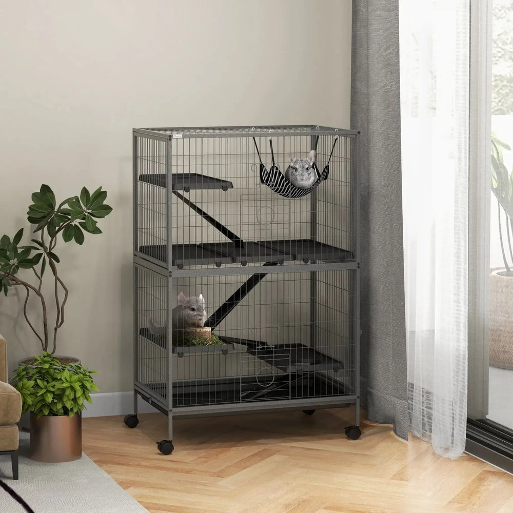 Small Animal Cage Heavy Duty Steel Wire With 4 Doors Removable Tray Hammock Media 6