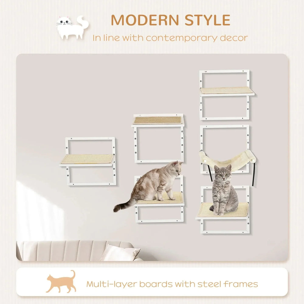 Cat Wall Shelves Set Particle Board Modern Cream Finish Wall Mounts Media 4