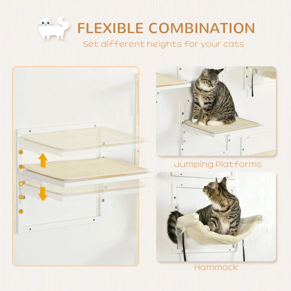 Cat Wall Shelves Set Particle Board Modern Cream Finish Wall Mounts Media 5