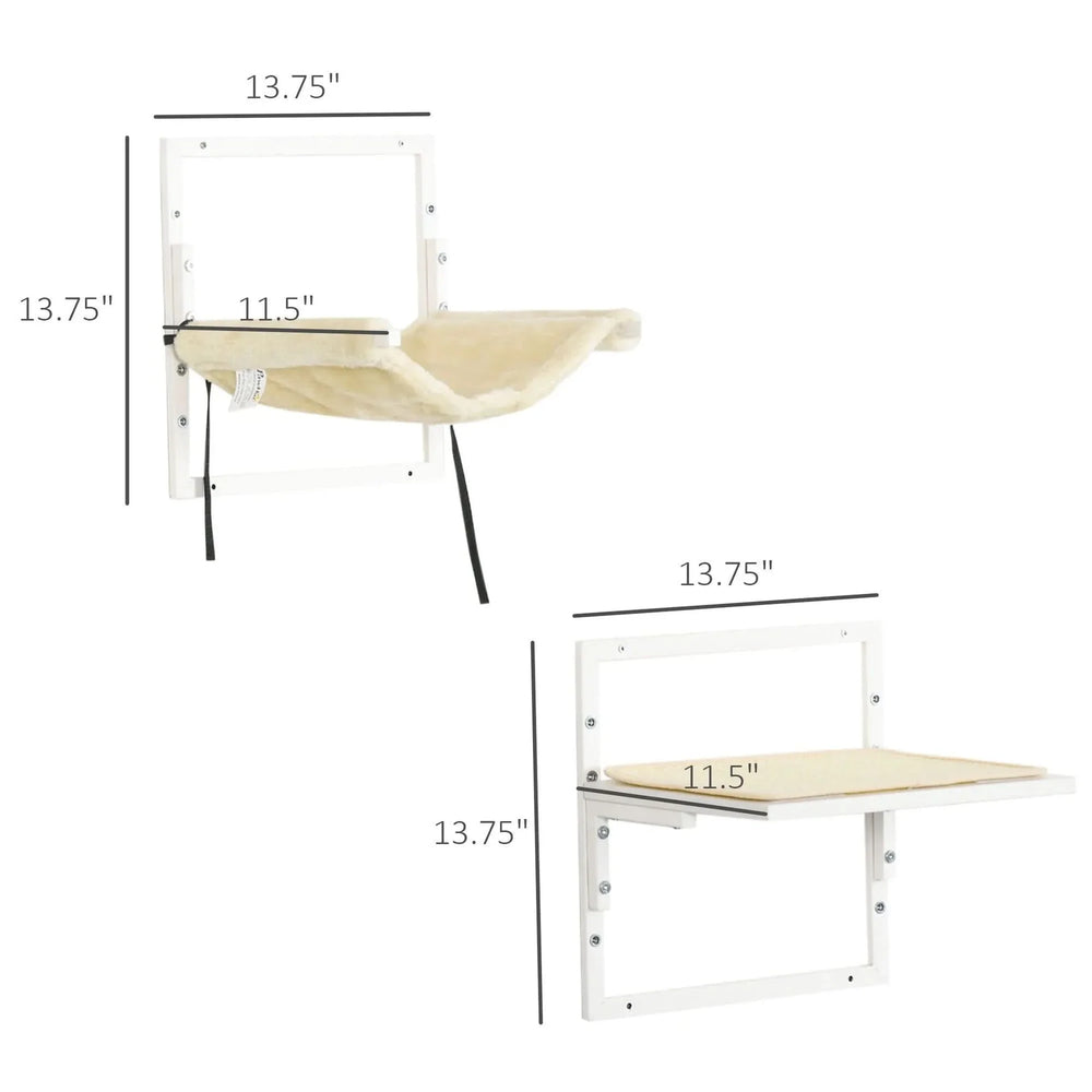 Cat Wall Shelves Set Particle Board Modern Cream Finish Wall Mounts Media 7