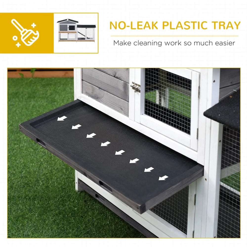 Rabbit Hutch Wooden Run Area Enclosure With Removable Tray & Ramp Media 4