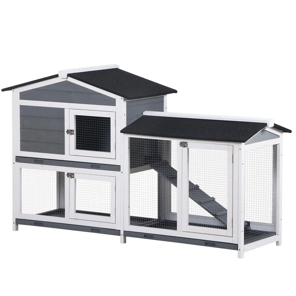 Rabbit Hutch Wooden Run Area Enclosure With Removable Tray & Ramp Media 10
