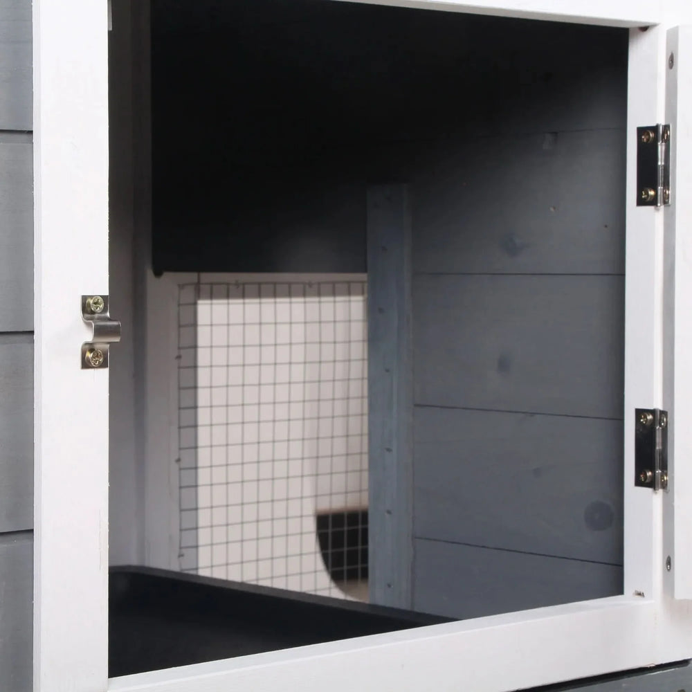 Rabbit Hutch Wooden Run Area Enclosure With Removable Tray & Ramp Media 2