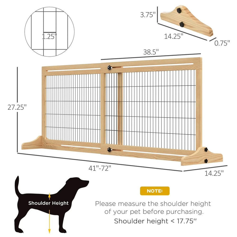 Pet Gate Wood Freestanding Adjustable Length Barrier For Doorways Media 3
