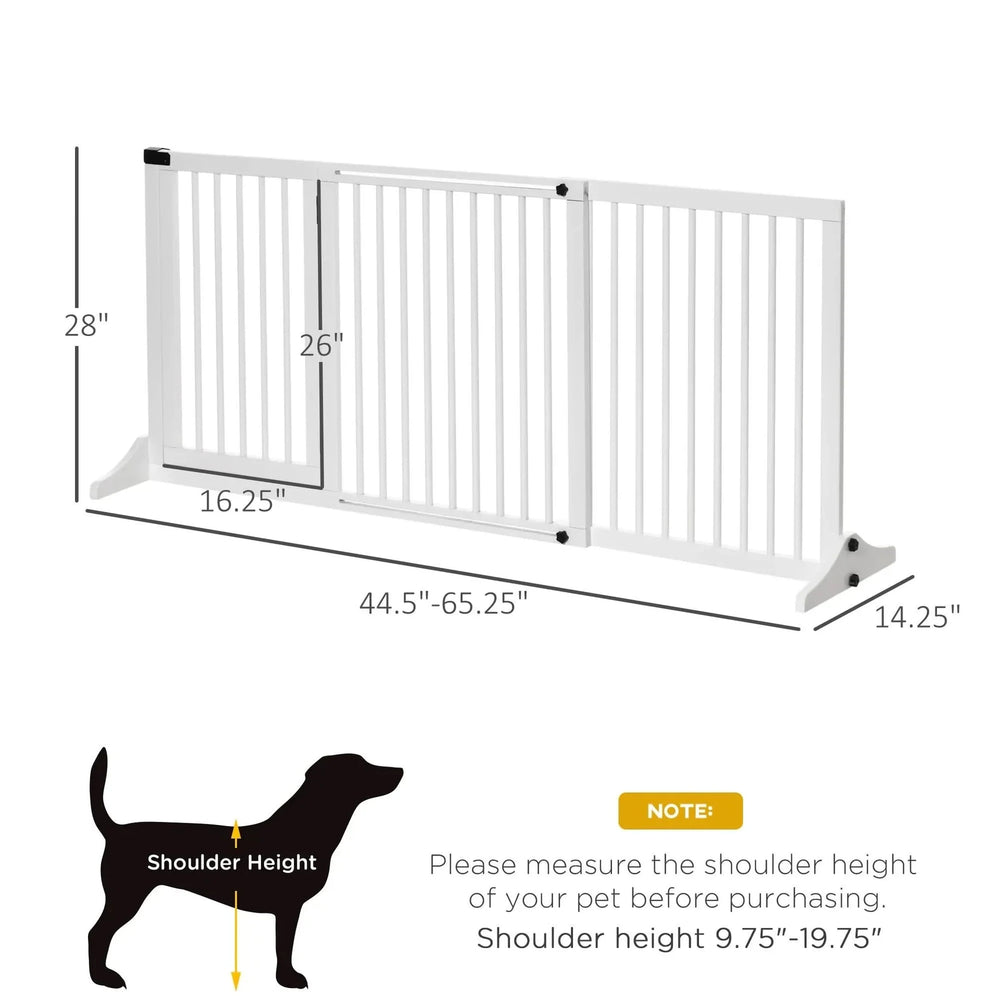 Wooden Pet Gate Adjustable 3 Panel Freestanding Dog Fence For Doorway Media 3