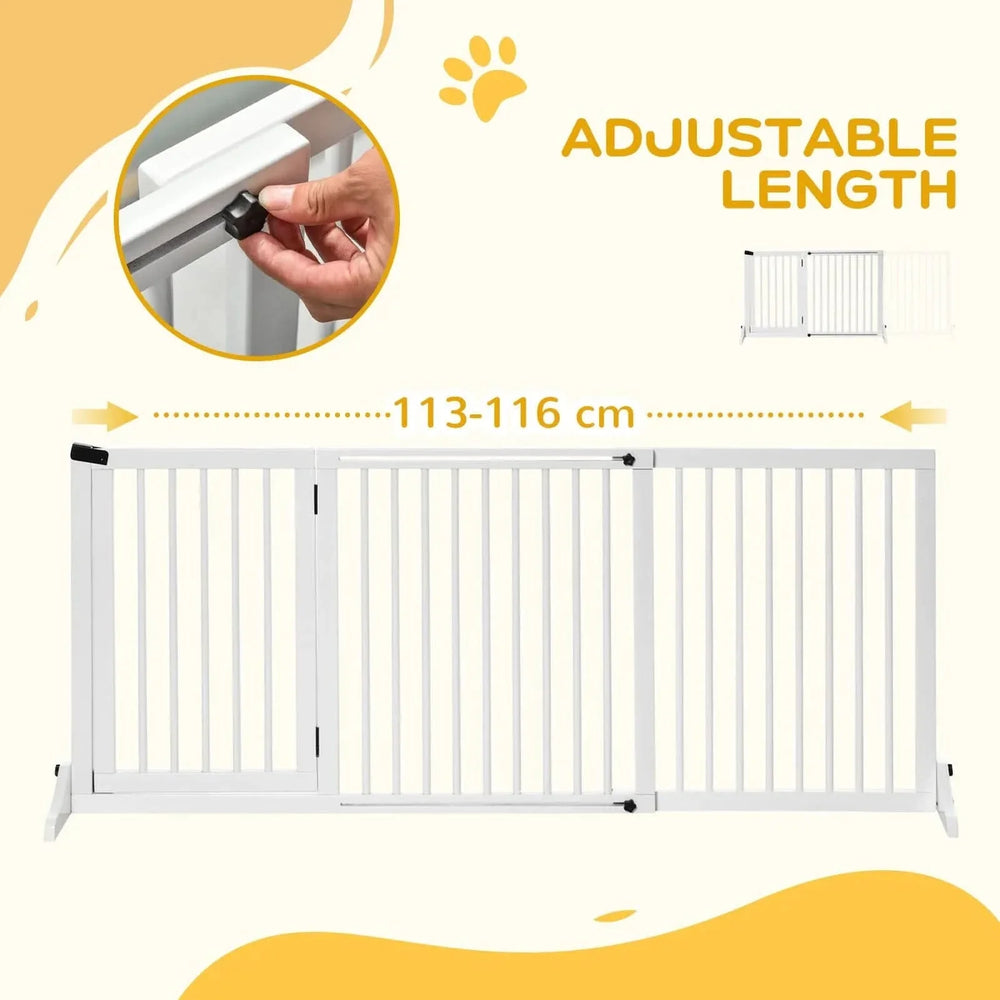 Wooden Pet Gate Adjustable 3 Panel Freestanding Dog Fence For Doorway Media 4