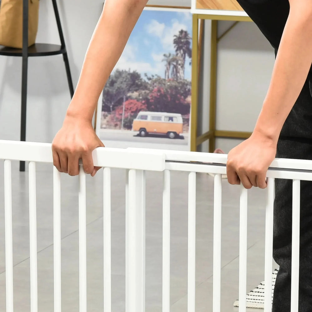 Wooden Pet Gate Adjustable 3 Panel Freestanding Dog Fence For Doorway Media 7