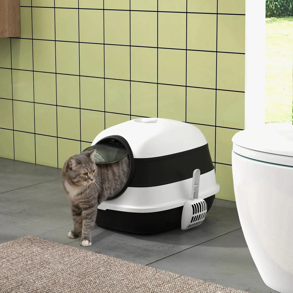Cat Litter Box ABS Plastic With Lid Foldable Air Freshener Two Way Entrance Media 8