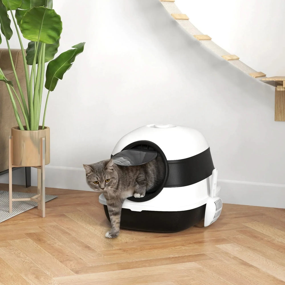 Cat Litter Box ABS Plastic With Lid Foldable Air Freshener Two Way Entrance Media 9