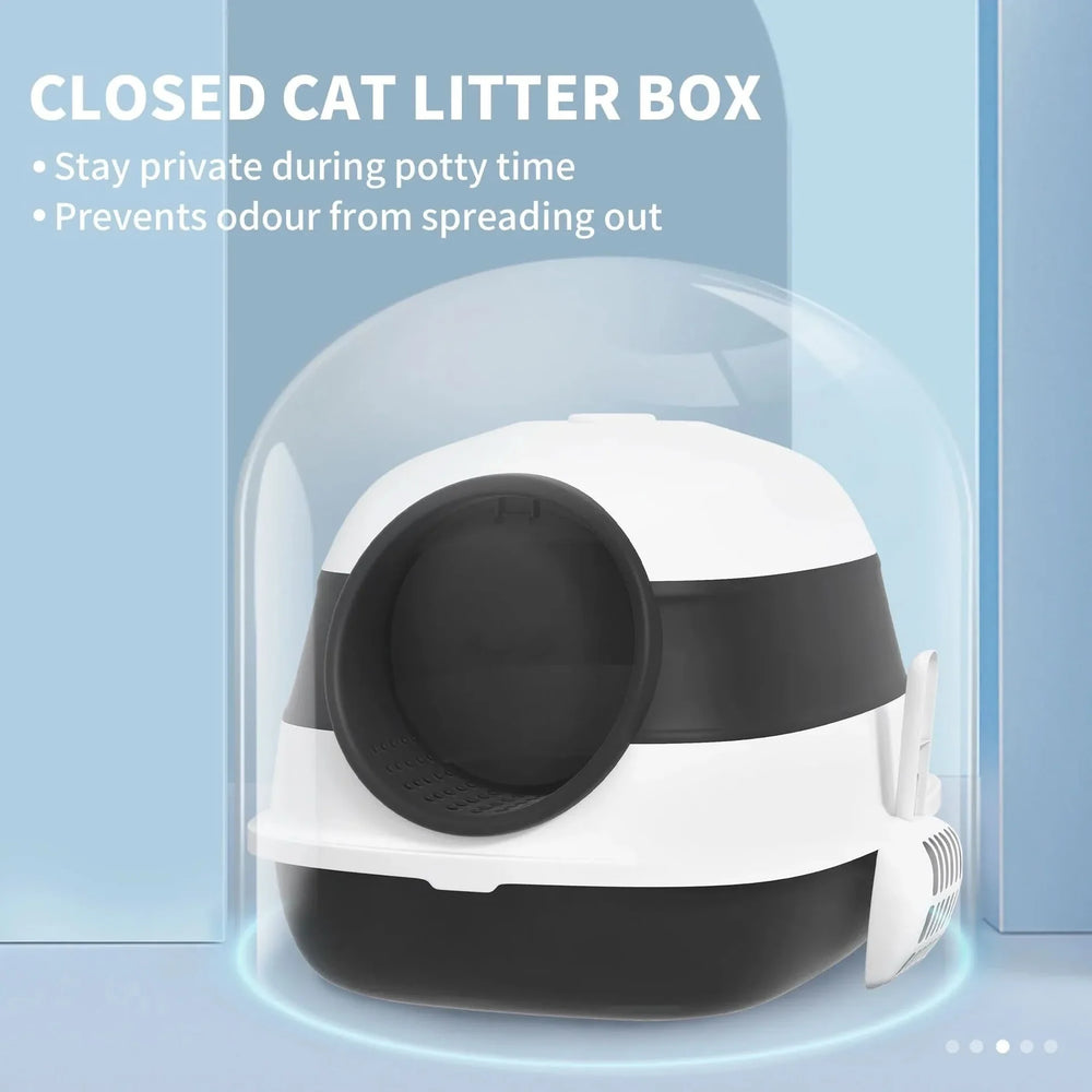Cat Litter Box ABS Plastic With Lid Foldable Air Freshener Two Way Entrance Media 3