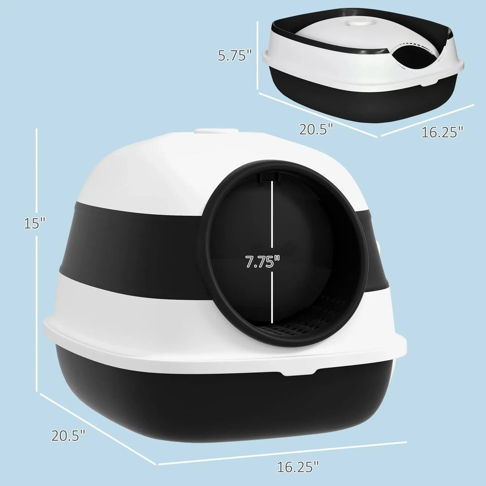 Cat Litter Box ABS Plastic With Lid Foldable Air Freshener Two Way Entrance Media 7