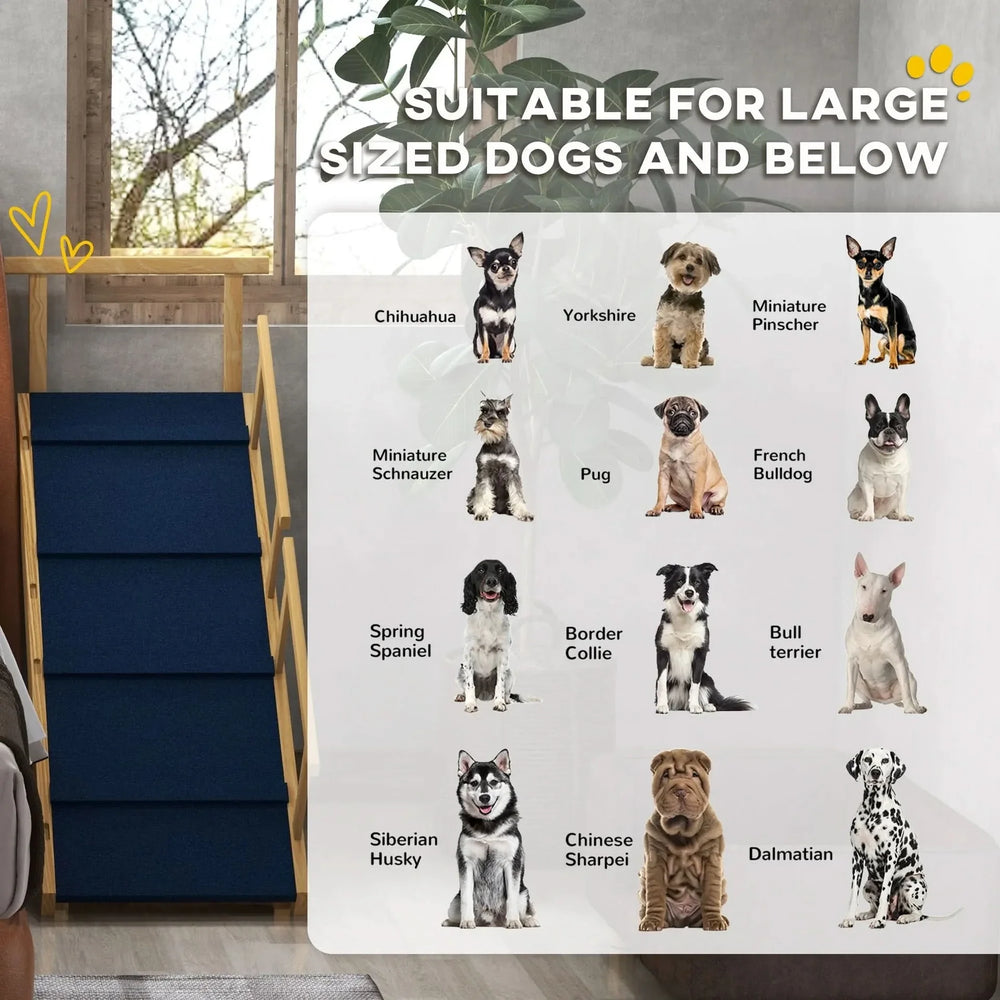 Dog Ramp Wooden Adjustable 4 Height Foldable Non-slip Mat For Beds & Sofas Media 6