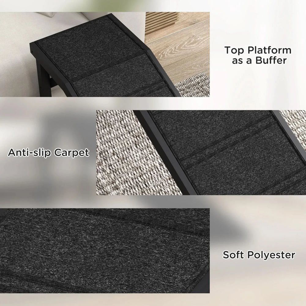 Dog Ramp For Bed Pine Wood Non Slip Carpet Sturdy Low Slope Design Media 2