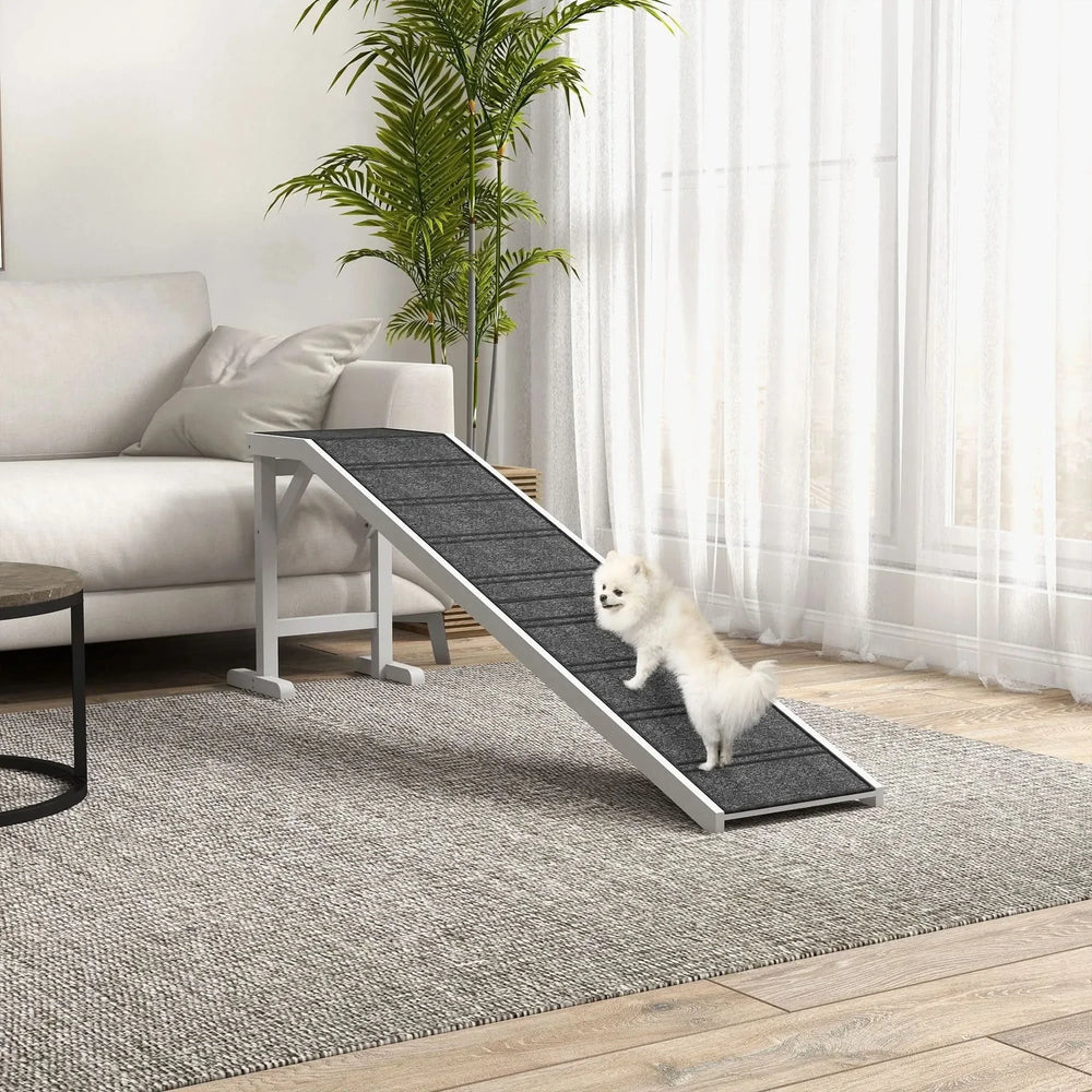 Dog Ramp For Beds Solid Wooden Frame Top Platform With Non Slip Carpet Media 2