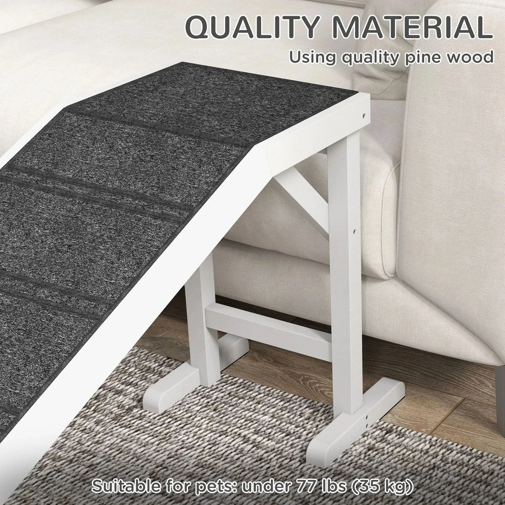 Dog Ramp For Beds Solid Wooden Frame Top Platform With Non Slip Carpet Media 4