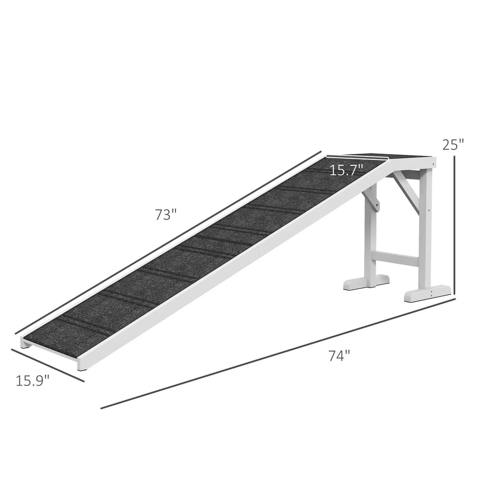Dog Ramp For Beds Solid Wooden Frame Top Platform With Non Slip Carpet Media 3