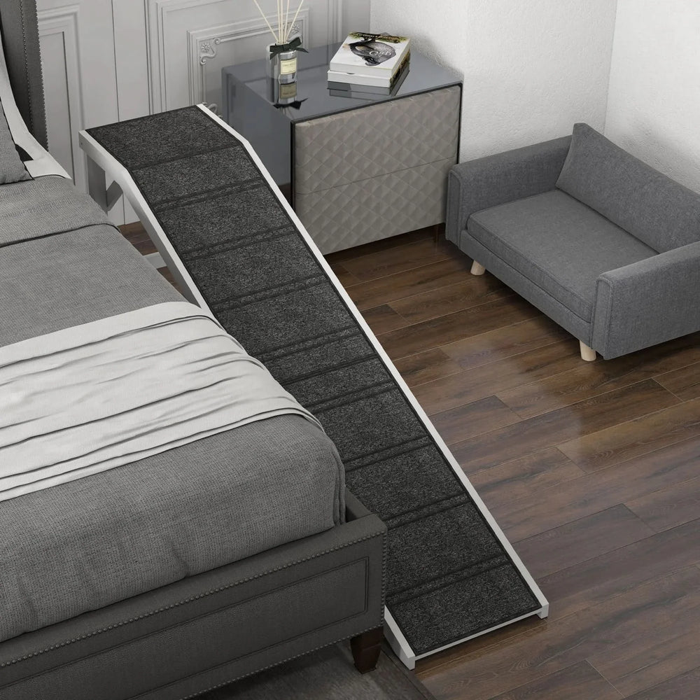 Dog Ramp For Beds Solid Wooden Frame Top Platform With Non Slip Carpet Media 7