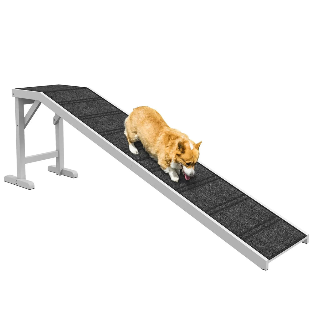 Dog Ramp For Beds Solid Wooden Frame Top Platform With Non Slip Carpet Media 1