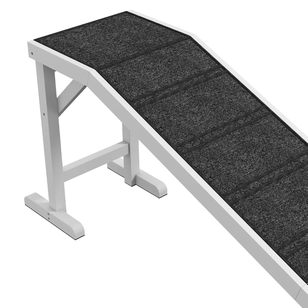 Dog Ramp For Beds Solid Wooden Frame Top Platform With Non Slip Carpet Media 8