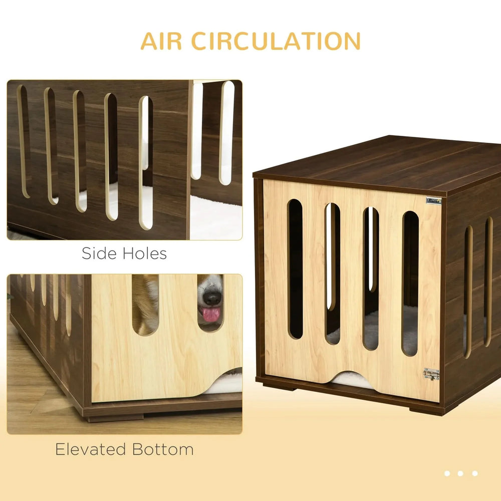 Dog Crate End Table Wooden Removable Door Panel Foam Cushion Small & Medium Dogs Media 2