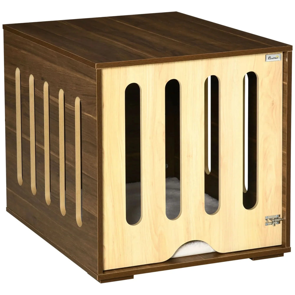 Dog Crate End Table Wooden Removable Door Panel Foam Cushion Small & Medium Dogs Media 1