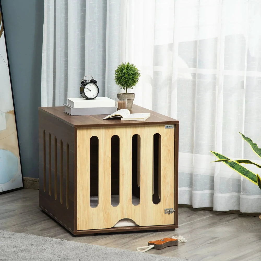 Dog Crate End Table Wooden Removable Door Panel Foam Cushion Small & Medium Dogs Media 8