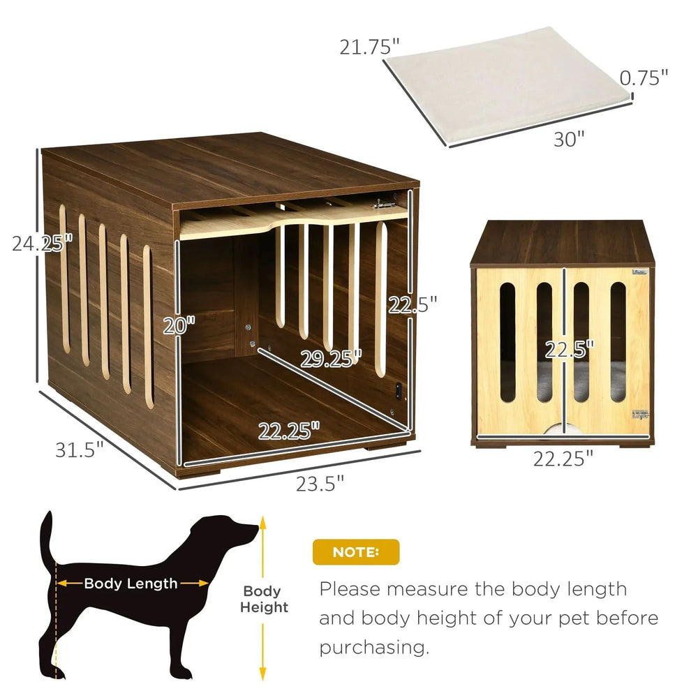 Dog Crate End Table Wooden Removable Door Panel Foam Cushion Small & Medium Dogs Media 7
